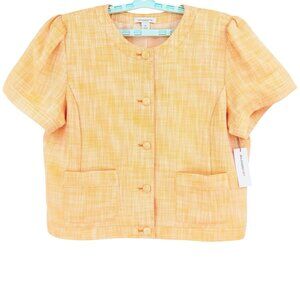 Liz Claiborne Women Marigold Full Lined Short Sleeve Classic Tweed Blazer 16 NWT